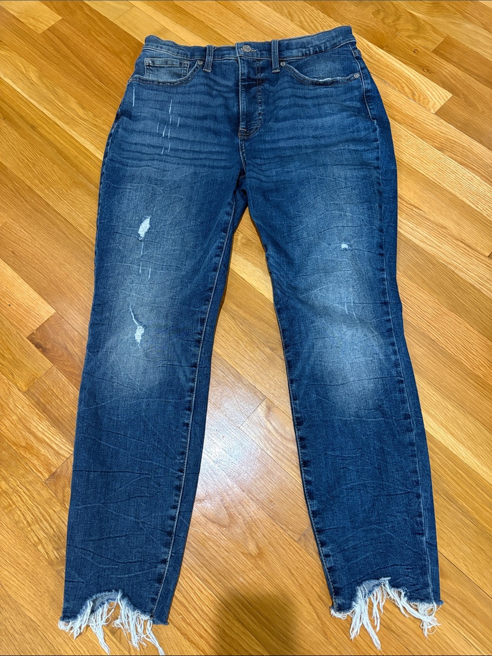 Lucky Brand Bridgette High Rise Skinny Jeans Distressed Hem Size 10/30